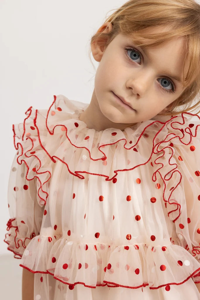 Dakira Tulle Dress Poppy Dots