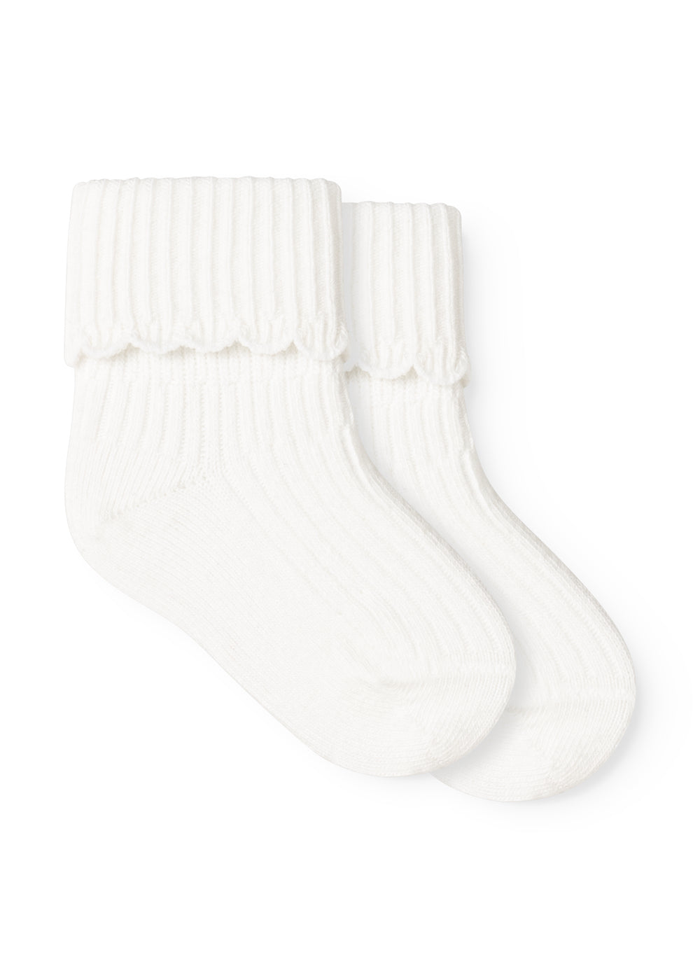 2-pk Newborn Socks Scallop Gentle White