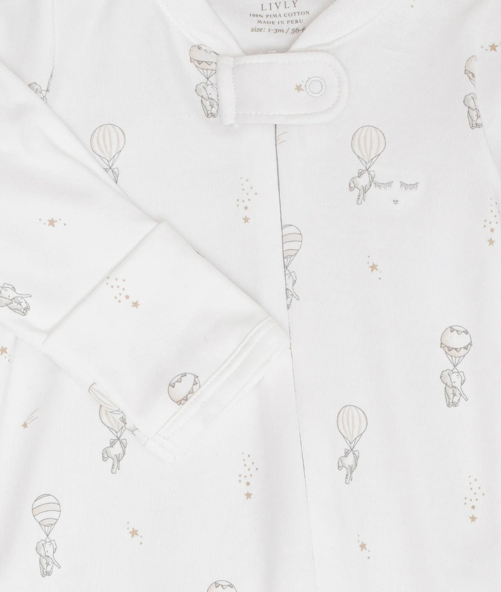 Flying Elephants Zipper Footie