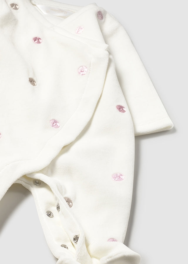 Sett med to heldresser lyserosa velour