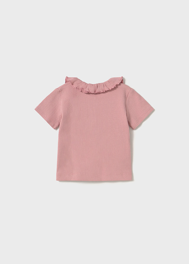 T-skjorte med rysjekrage rosa
