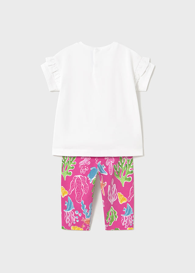 Sett med t-skjorte og legging fuksia