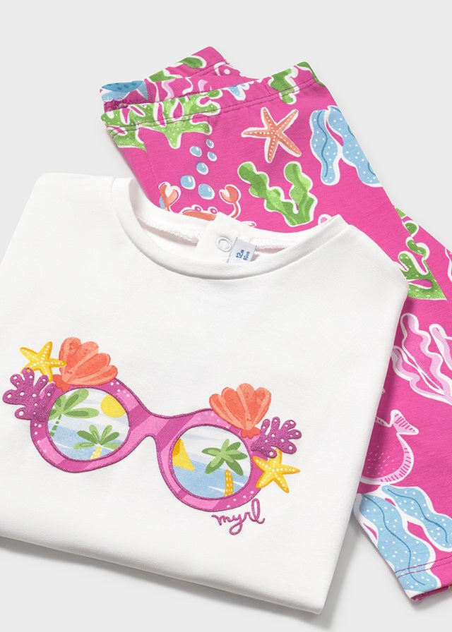 Sett med t-skjorte og legging fuksia