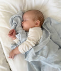 Pom Pom Muslin Blanket Baby Blue