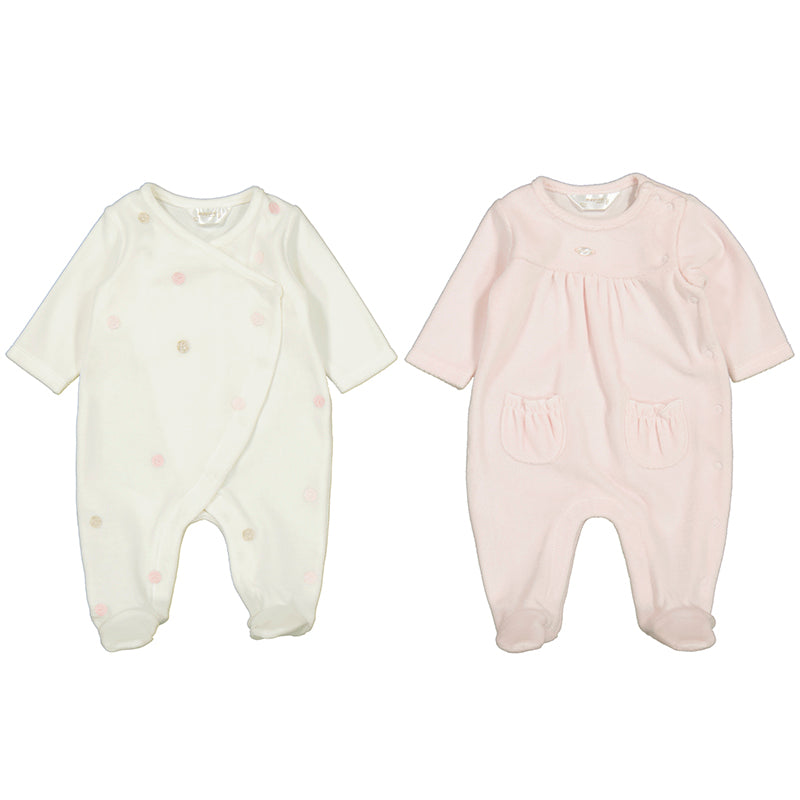 Sett med to heldresser lyserosa velour