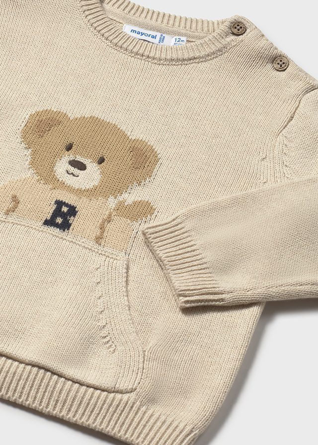 Genser med bamse i ullblanding