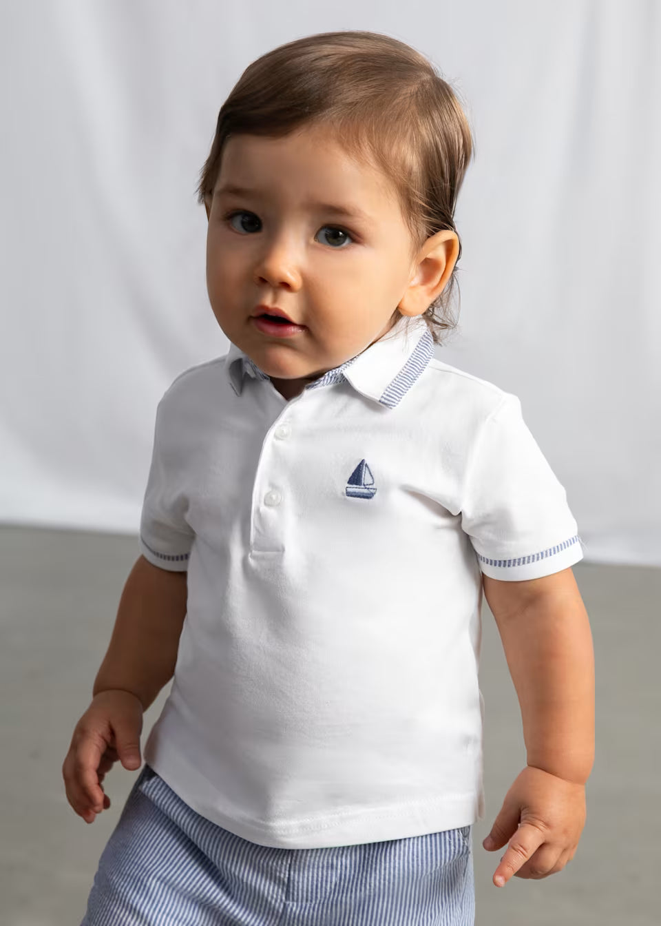 Contrast baby boat polo shirt