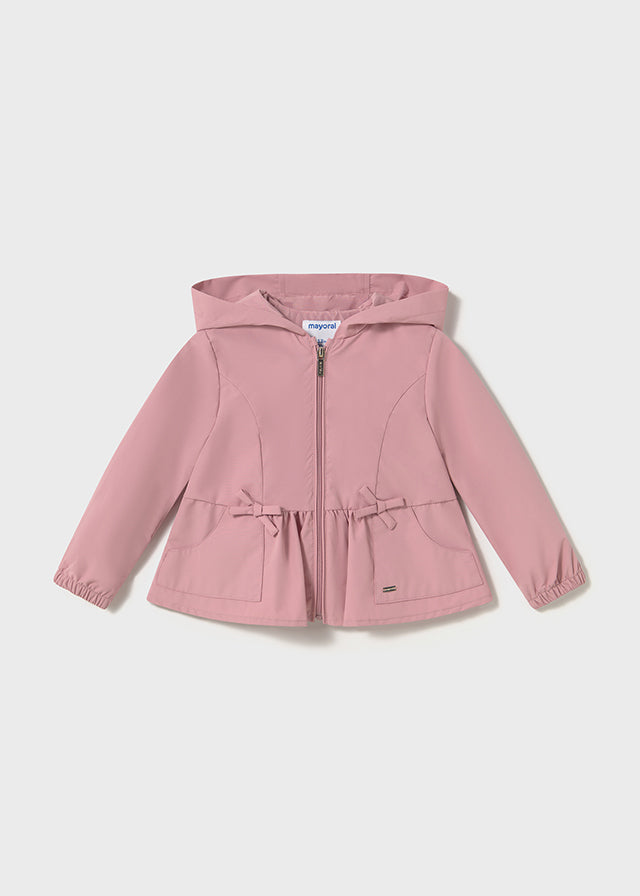 Vindjakke med hette rosa