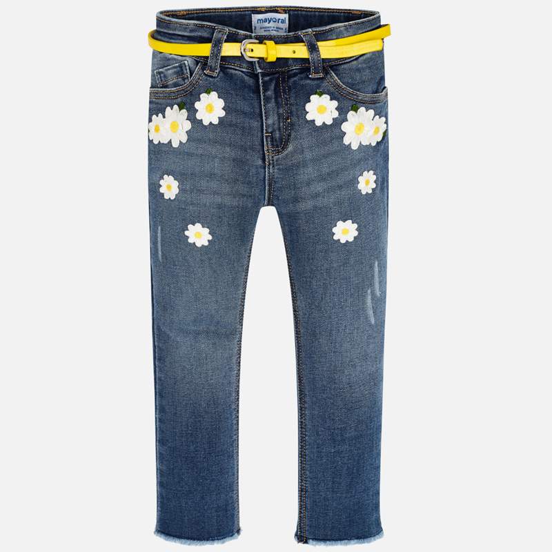 Jeans med blomsterbroderi