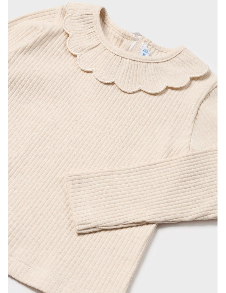 Genser med bølgekrage beige