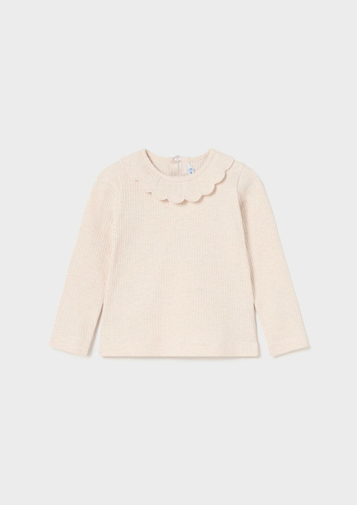 Genser med bølgekrage beige