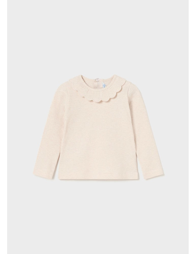 Genser med bølgekrage beige