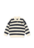 Manis Knit Polo Navy Stripe