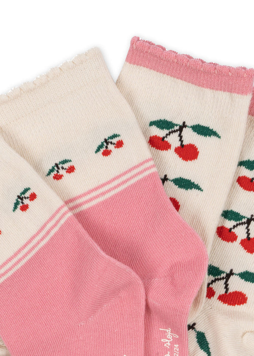 2pk Jacquard Socks Cherry Mix