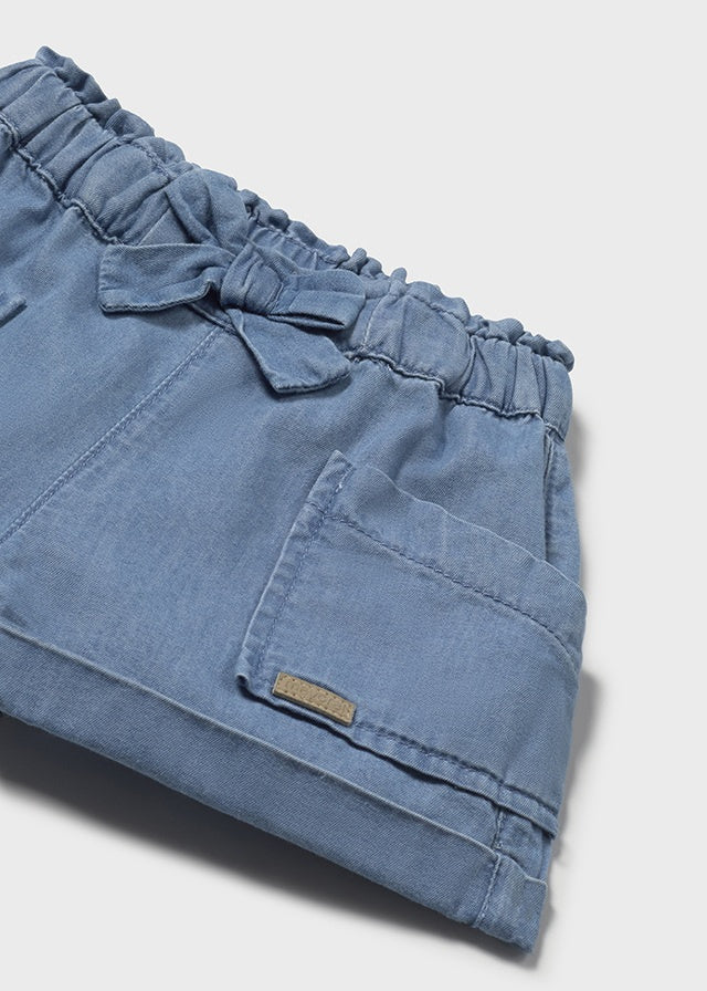 Denimshorts med sløyfe