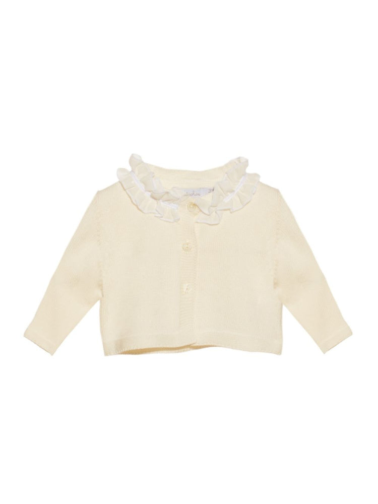 Cardigan med blondekant creme