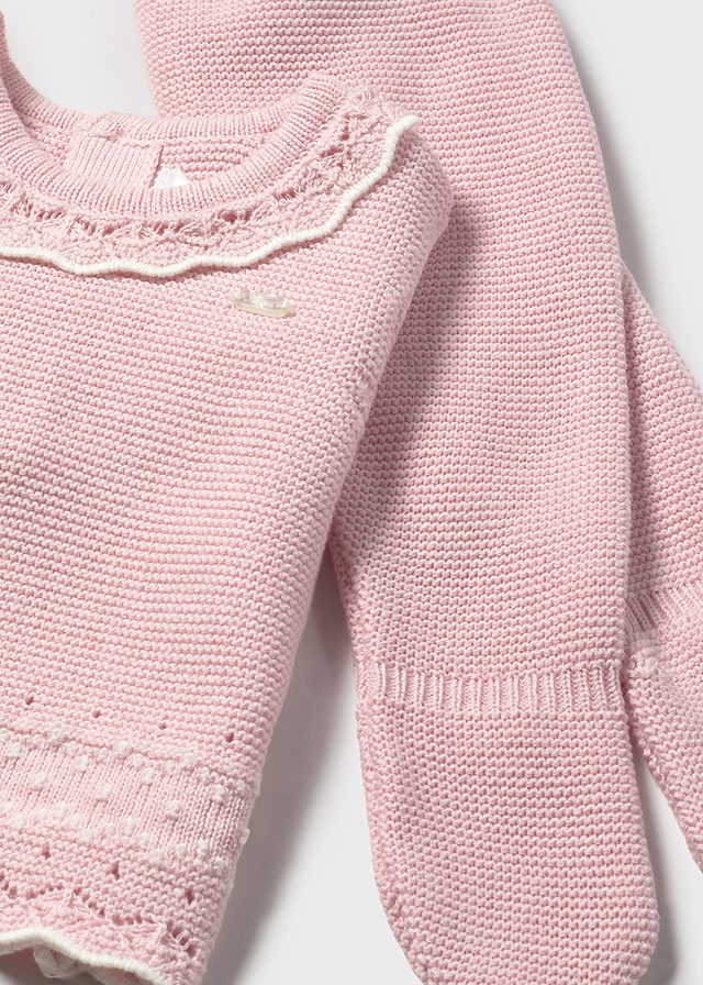 Tredelt strikket sett rosa