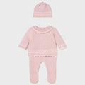Tredelt strikket sett rosa