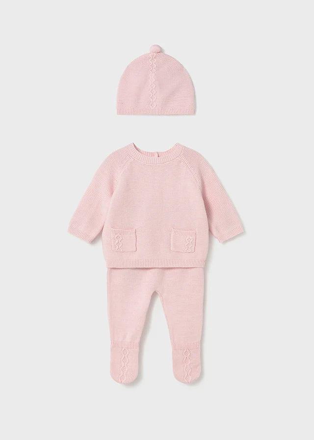 Strikket sett rosa